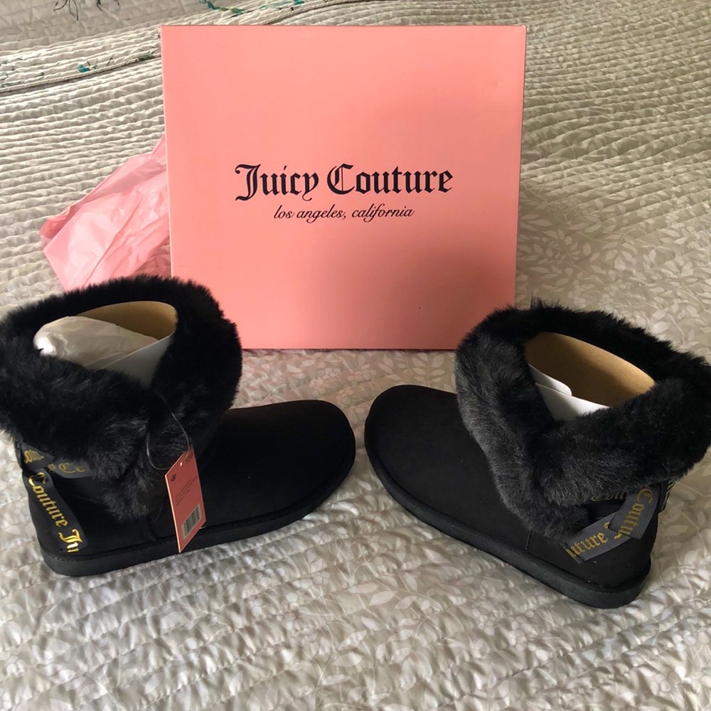 Juicy Couture Faux Fur Winter Boots — Black — Size 10